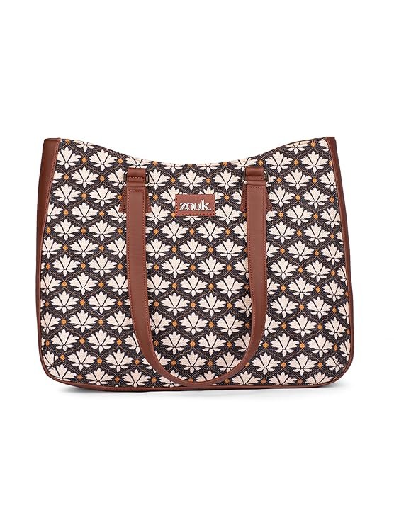 ZOUK Women's Getaway Handbag | Jute | Vegan Leather Handcrafted Tote Bag | Jute